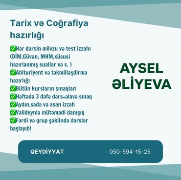 репетитор начальных классов в баку: Repetitor, Tarix, Azərbaycan dili, Abituriyent hazırlığı