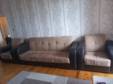 Divan və masa dəstləri: İşlənmiş, Divan, 2 kreslo, Bazalı, Açılan