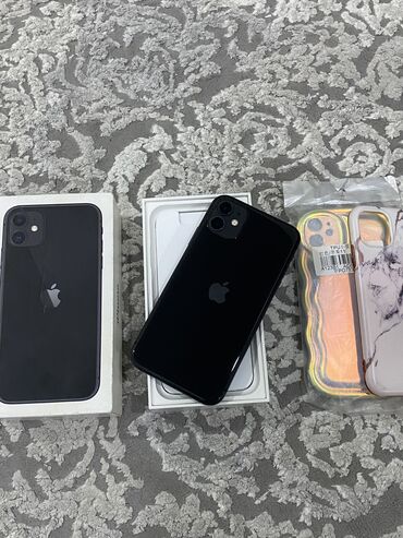 Apple iPhone: IPhone 11, Б/у, 64 ГБ, Черный, Чехол, Коробка, 78 %