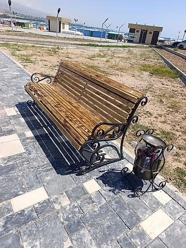 Скамейка Металл, Со спинкой, Без крыши