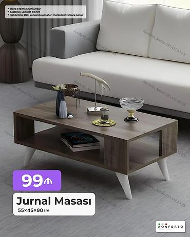 Jurnal Masası – 55×45×90 sm - Material: 18 mm laminat - Rəng seçimi