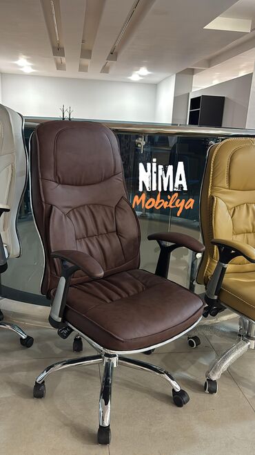 Ofis və oyun kresloları: Yeni, Təkərli, Qolları tənzimlənir, Dəri — 10