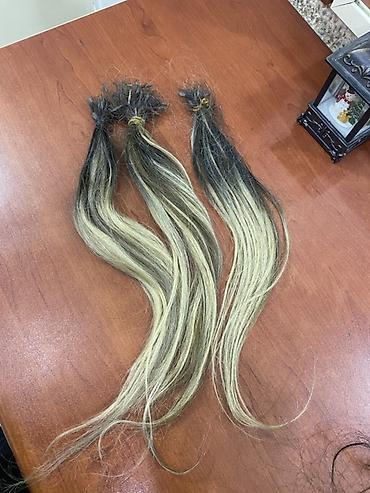 sari saç: Saç uzatma üçün təbii saç tutamları - Növ: keratin/istiliklə — 1