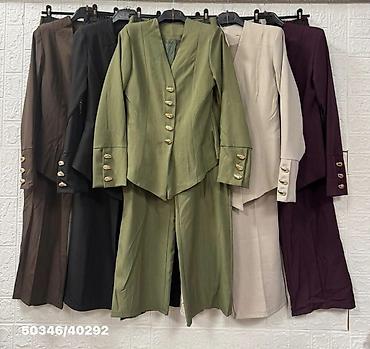 Majice kratkih rukava: Ženski elegantni komplet – sako i pantalone sa širokim nogavicama — 5