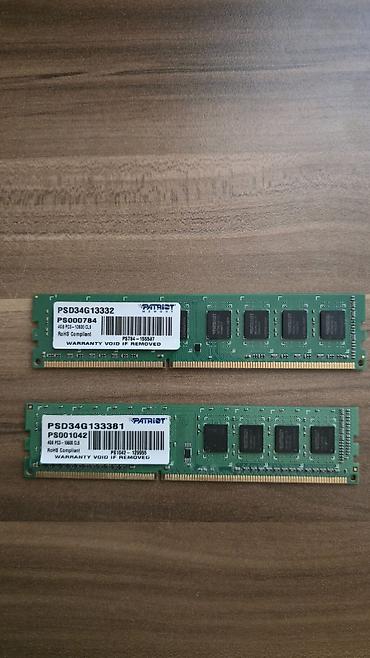 Patriot 4GB DDR3 RAM (2x) Ikisi bir