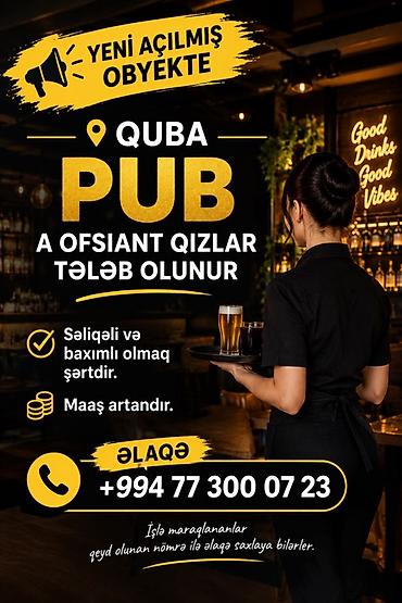 ingilis dili muellimi axtariram: Ofisiant tələb olunur, Pivə barı, Gündəlik ödəniş, Təcrübəsiz — 1