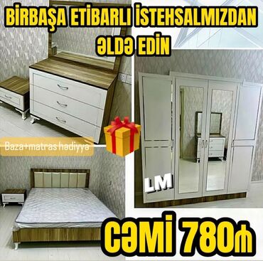 Dolablar: *Yataq dəsti* *Sifarişlə və yeni* Qiymət : *780₼* Dəstə daxildir