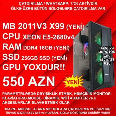 Masaüstü kompüterlər və iş stansiyaları: ⭐TƏK KEYS 850Watt PSU ilə – 550 AZN ⭐22” Yeni Monitorla dəst – 660 AZN