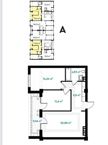 Новостройки от застройщика: Строится, Элитка, 2 комнаты, 72 м² — 13