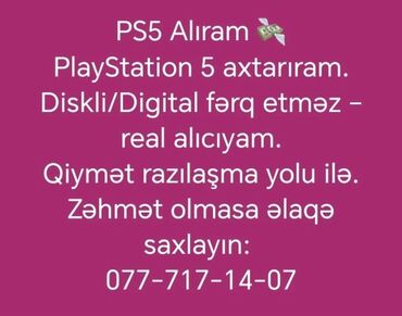 redmi pad qiymeti: PlayStation 5 axtarılır. Diskli və ya Digital versiya fərq etməz. Real