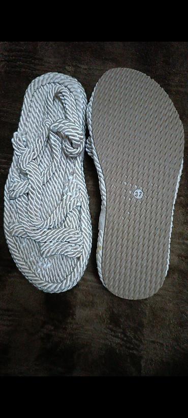 Basanoşka və səndəllər: İp detallı sandal/şlapa - Ölçü: 37 (tabanda qeyd olunub) - Rəng: açıq — 1