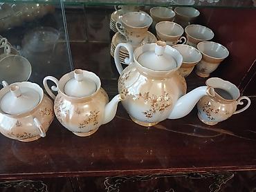 gunuş saat: Çay dəsti, rəng - Ağ, Farfor — 1
