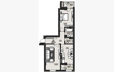 2 комнаты, 72 м², Южная Магистраль Элитка, 12 этаж, ПСО (под самоотделку)