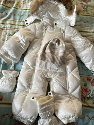 комбинезон для новорожденных зимний: Комплект, түсү - Ак, Колдонулган
