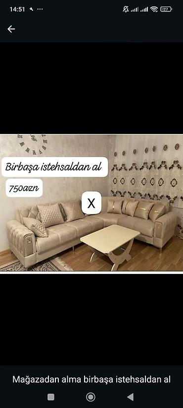 Modul künc divan dəsti – krem/bej tonlarında, yumşaq parça üzlüklə