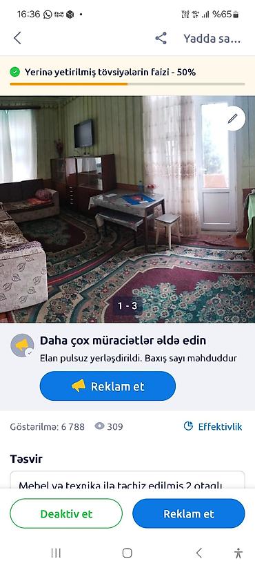 bir otaql: Mebel və texnika ilə təchiz edilmiş 2 otaqlı mənzil. - Geniş, işıqlı — 3