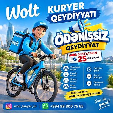 woltda işləmək: Moto-kuryer tələb olunur, Gündəlik ödəniş, Təcrübəsiz — 1