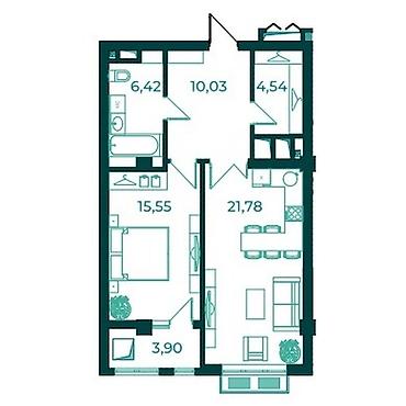 Продажа квартир: 2 комнаты, 57 м², Элитка, 2 этаж, Евроремонт — 13
