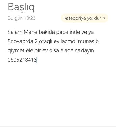 аренда квартир без посредников на длительный срок: Axtarış: Bakı şəhərində Papalın (Papalinda) və ya 8 Noyabr metrosu