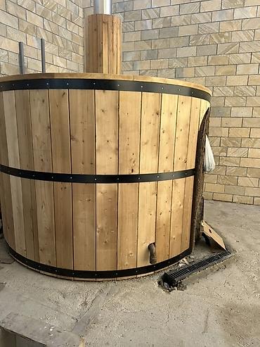 vanna olculeri: Açıq havaya uyğun odunla qızdırılan taxta “hot tub” – böyük həcimli — 4