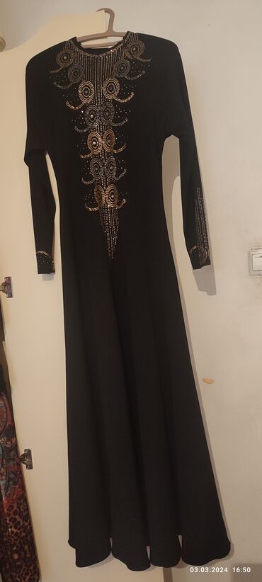 платье абайка: Вечернее платье, Длинная модель, С рукавами, 2XL (EU 44), 3XL (EU 46)