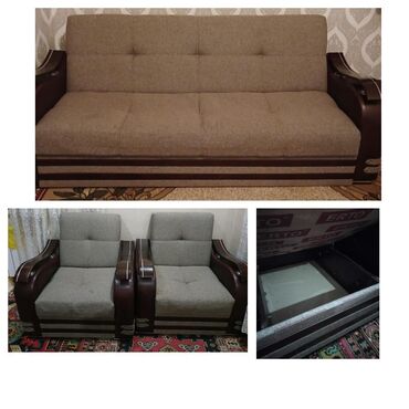 Комплекты диванов и кресел: Б/у, Диван-кровать, С подъемным механизмом, Раскладной