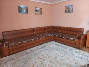 мягкий уголок для зала: Угловой диван, With pillows, Трёхместный и более, Leatherette