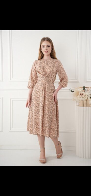 Повседневные платья: Элегантное женское платье миди с длинными рукавами, идеально — 4