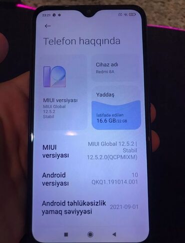 redmi 8a telefon: Xiaomi Redmi 8A, 32 GB, rəng - Göy, 
 Sensor, Barmaq izi, İki sim kartlı