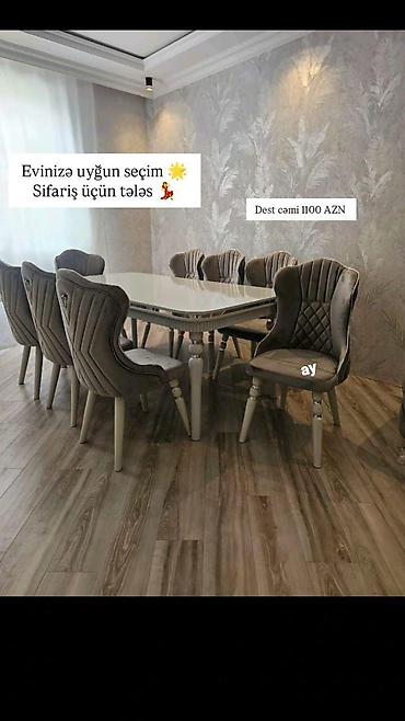 stul ev: Qonaq otağı üçün, Yeni, Açılmayan, Dördbucaq masa, 8 stul — 1