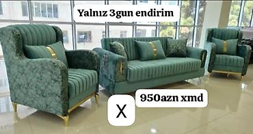 Divan və kreslo dəstləri: 3 nəfərlik divan + 2 ədəd kreslodan ibarət dəst. - Rəng: zümrüd-yaşıl — 1