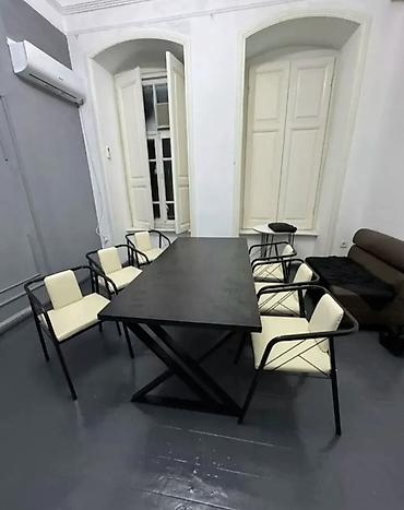 stullar: Məhsul: Metal karkaslı yemək/konfrans masası və 6 ədəd stul dəsti — 1
