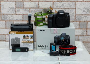 Fotokameralar: Canon 6D mark ii + battery grip + 2 ədəd batareya + adaptr + Silikon