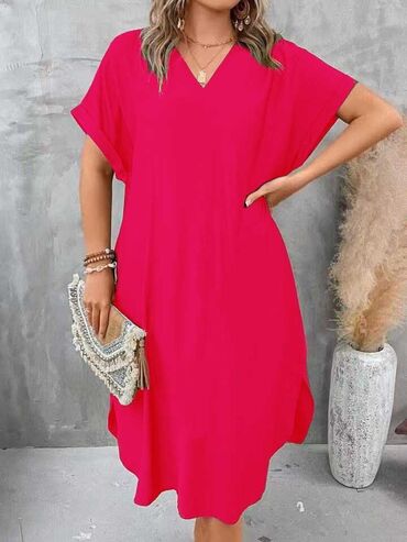 Haljine: Bоја - Crvena, Oversize, Kratkih rukava — 12