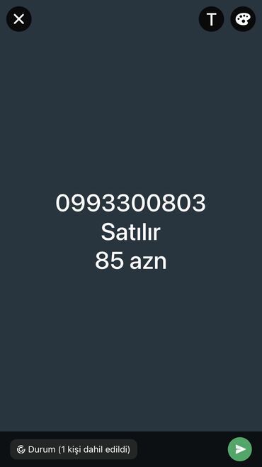 azersel nomre: Nömrə: ( 099 ) ( 3300803 ), İşlənmiş