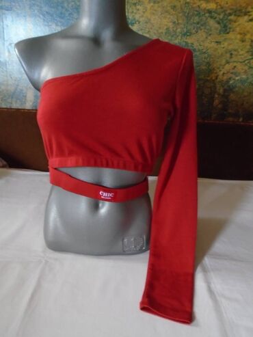 crop top h: M (EU 38), Jednobojni, bоја - Crvena