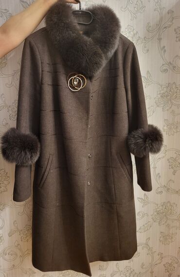 женские классические пальто: Пальто 6XL (EU 52), цвет - Коричневый