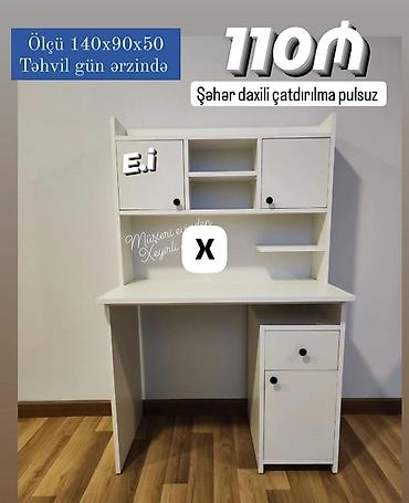 Ağ rəngli kompüter və yazı masası üst rəf bloku ilə. Ölçüsü lalafo.az -da Ağ rəngli kompüter və yazı masası üst rəf bloku ilə. Ölçüsü