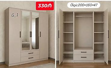 G_1 model paltar dolabı - Ölçü: 200 × 160 × 47 sm (şəkildə