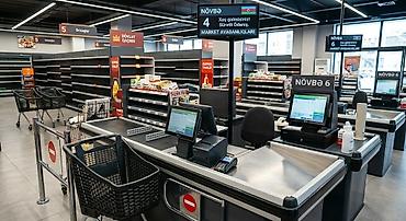 pos terminal: Supermarket kassası və ticarət avadanlıqları komplekti - Kassalı — 1
