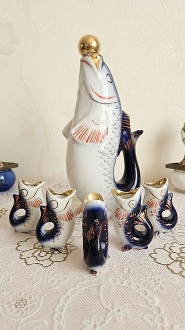 mermer balığı rusca: Porcelan “Balıq” suvenir dəsti - Material: yüksək keyfiyyətli — 1