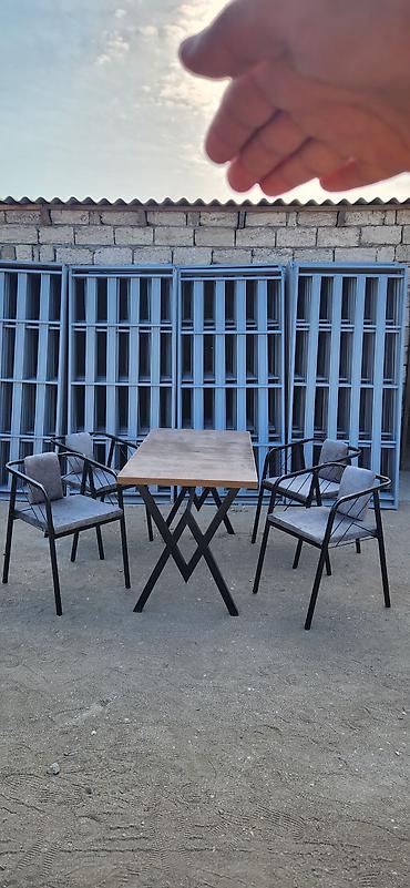 bar otracagi: Kafe/restoran/bağ üçün 1 masa + 4 stul dəsti - Masa: düzbucaqlı — 2