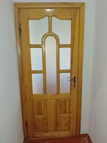 qapi taxda: Taxta ara qapı – şüşəli model - Material: təbii ağac (açıq palıd rəng — 2
