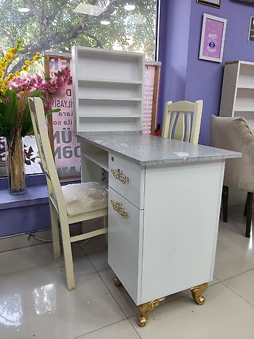 Mebel: Manikür masası və stul dəsti - Rəng: ağ, qızılı dekor elementləri ilə — 1
