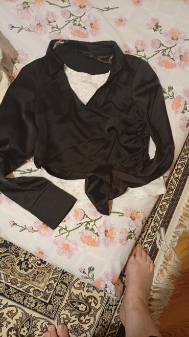 Dəstlər, kostyumlar: Qadın geyim dəsti – 4 ədəd 1) Krem rəngli uzunqol köynək - Metal snap — 11