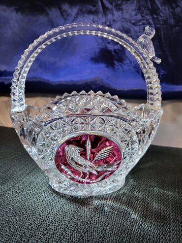 Činije: Korpa nova kristal,rucni rad Anna Hutte iz 70ih. Korpa,sve na njoj — 1