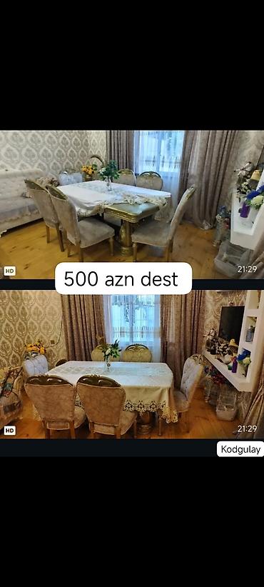 metbex ucun stol stullar: Yemək otağı dəsti – 500 AZN (dəst) Tərkibi: - 1 ədəd düzbucaqlı masa — 1
