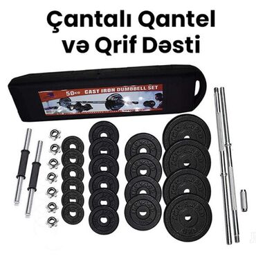 qantel dəsti: Qantel və qrif dəsti evinizdə rahatca istifadə edə biləcəyiniz bir çox