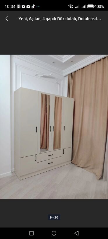 Dolablar: Açılan, 4 qapılı Düz dolab, Qarderob, paltar dolabı — 13