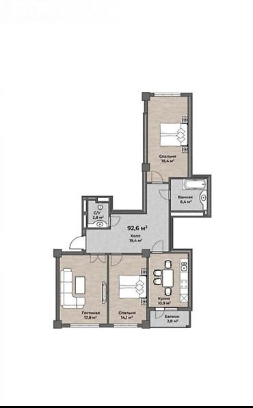 Продажа квартир: 3 комнаты, 92 м², Элитка, 9 этаж, Готовая ПСО (под самоотделку) — 9